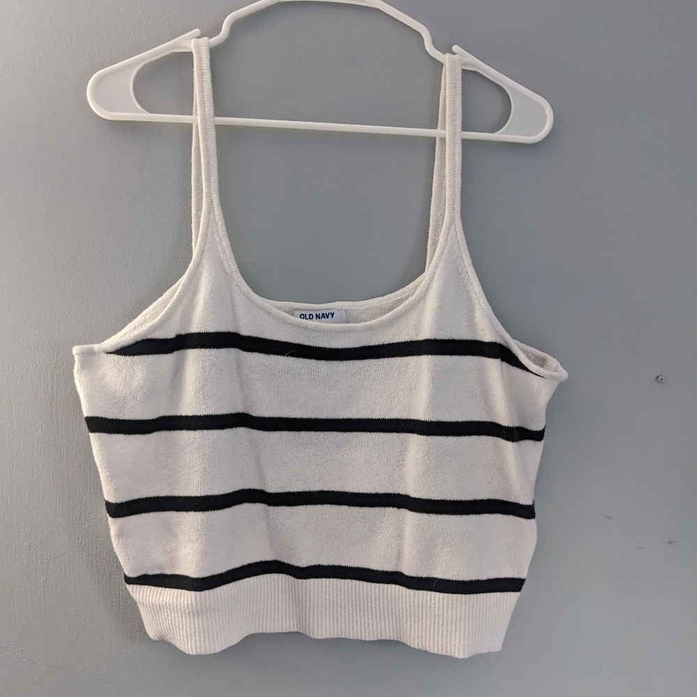 Old Navy White and Black Boxy Crop Tank Top